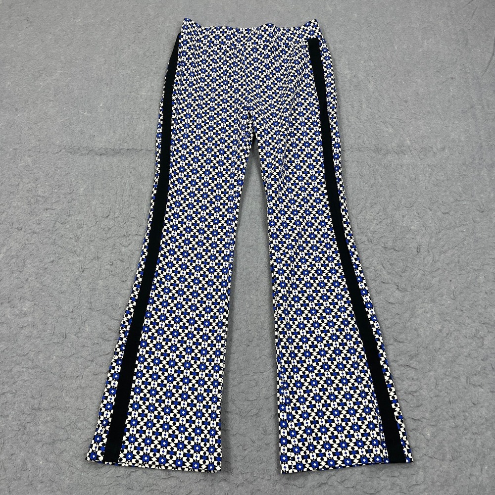 Maeve By Anthropologie Pants Women's XSP Blue Geometric Bootcut Pull On Stretch